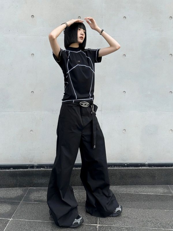 Retro Deconstructed Short-Sleeve Women's Summer T-Shirt - American Style Casual Slim Fit Top for Y2K Outdoor Fashion