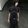 Retro Deconstructed Short-Sleeve Women's Summer T-Shirt - American Style Casual Slim Fit Top for Y2K Outdoor Fashion