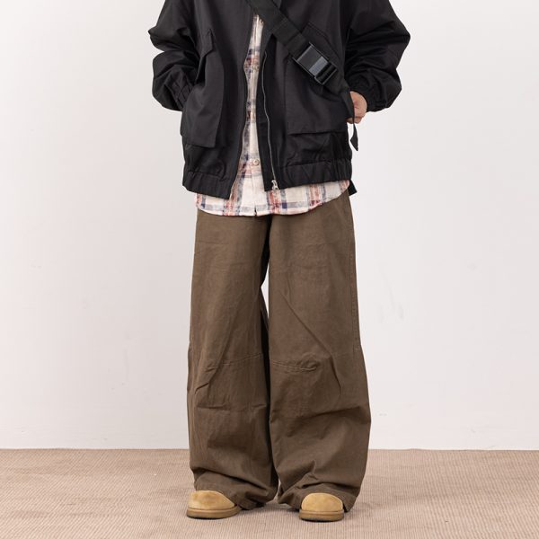 Retro Draped Casual Pants for Men - Stylish Wide-Leg Trousers, Loose Fit Workwear, High-End Fashion