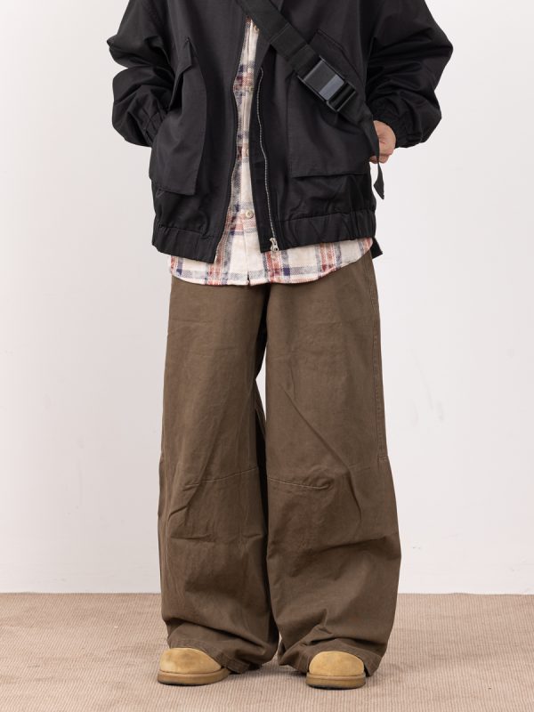 Retro Draped Casual Pants for Men - Stylish Wide-Leg Trousers, Loose Fit Workwear, High-End Fashion