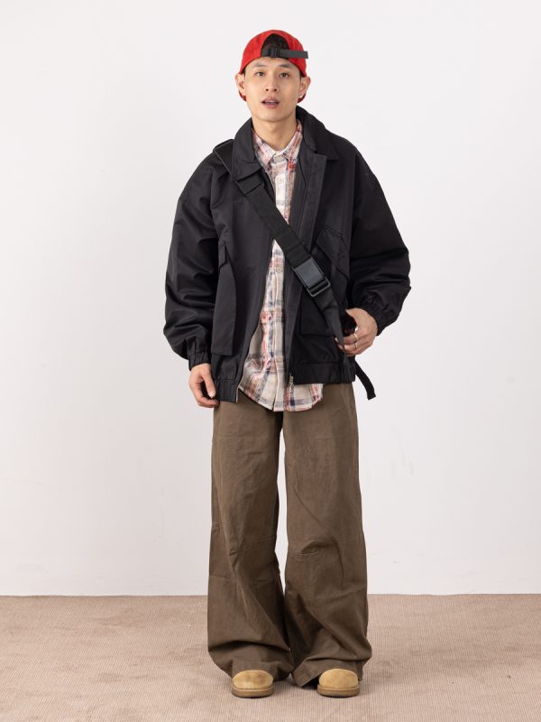 Retro Draped Casual Pants for Men - Stylish Wide-Leg Trousers, Loose Fit Workwear, High-End Fashion