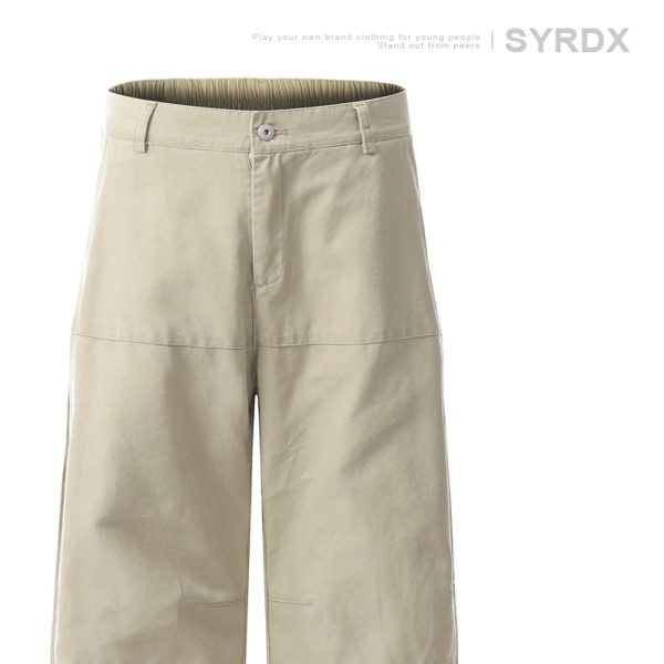 Retro Draped Loose-Fit Spring Spliced Casual Pants for Men - Foldable Straight-Leg American Style Workwear