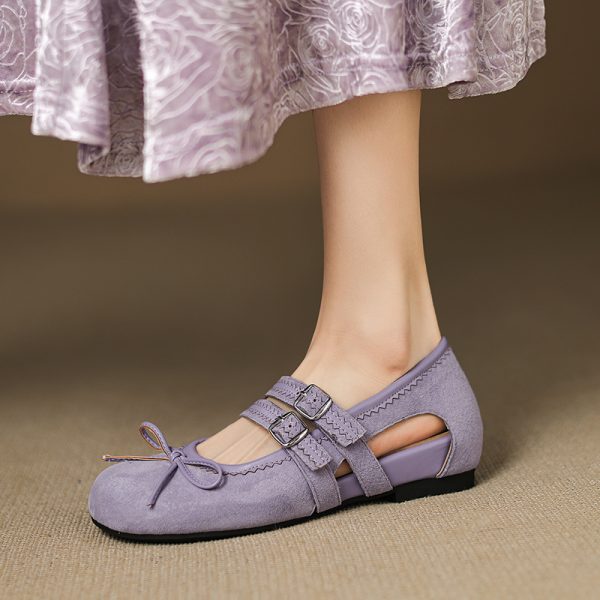 Retro Fairy High-Heeled Genuine Leather Mary Jane Shoes with Sweet Hollow Design - Artistic Deer and Nara Style