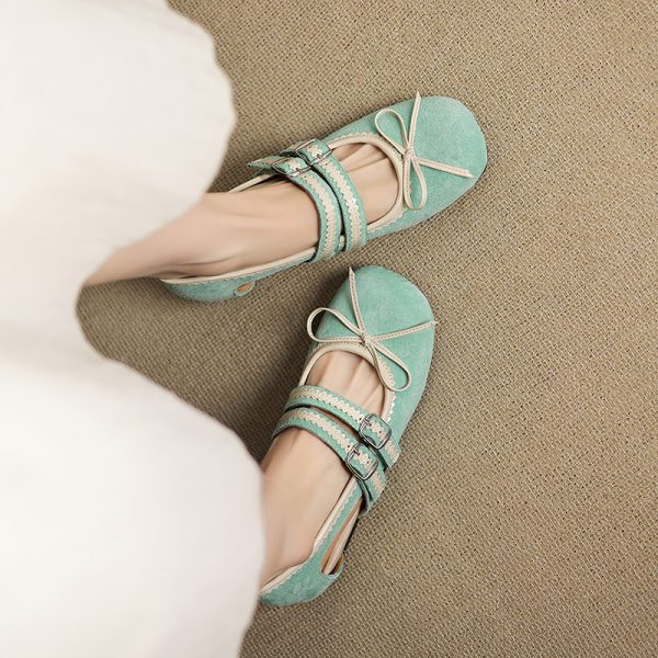 Retro Fairy High-Heeled Genuine Leather Mary Jane Shoes with Sweet Hollow Design - Artistic Deer and Nara Style