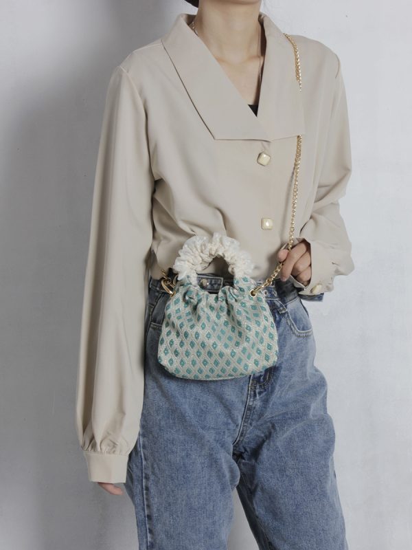 Retro Green Mini Round Handbag for Women - Cute Textured Crossbody Phone Bag, Versatile Summer Accessory
