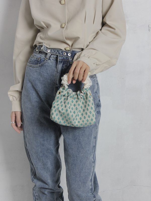 Retro Green Mini Round Handbag for Women - Cute Textured Crossbody Phone Bag, Versatile Summer Accessory