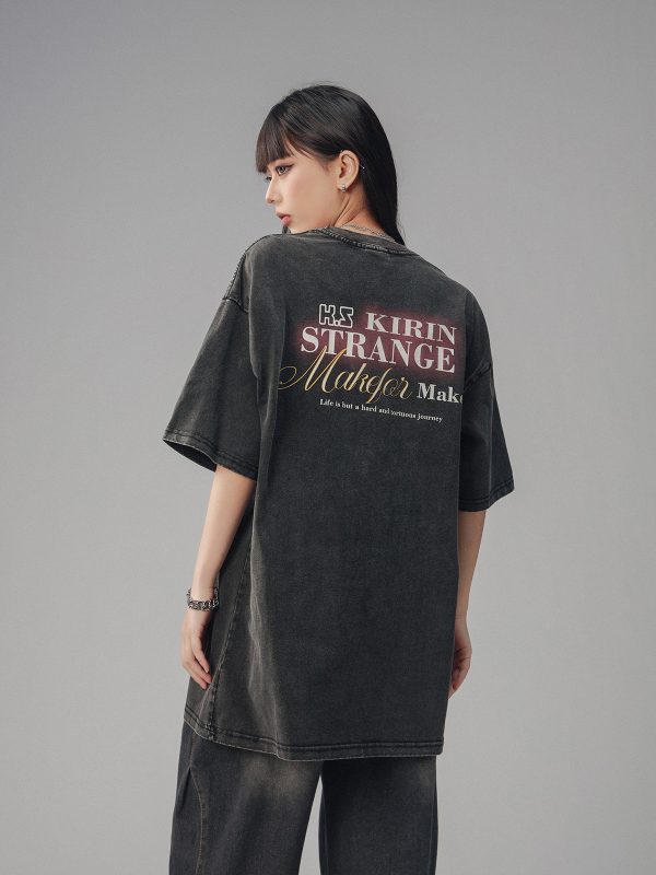 Retro High Street Loose Short Sleeve T-Shirt for Men and Women - Summer Trendy Couple Top with American Beer Captain Design