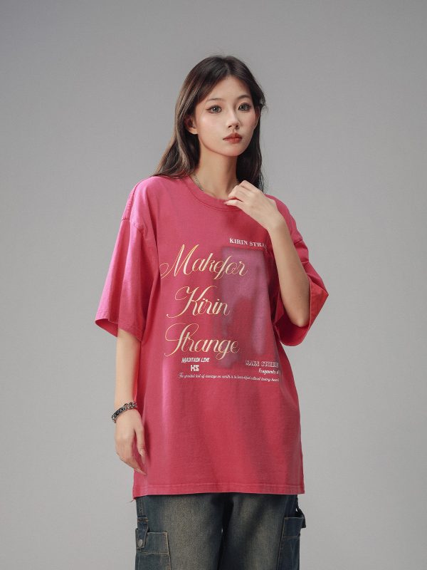 Retro High Street Loose Short Sleeve T-Shirt for Men and Women - Summer Trendy Couple Top with American Beer Captain Design