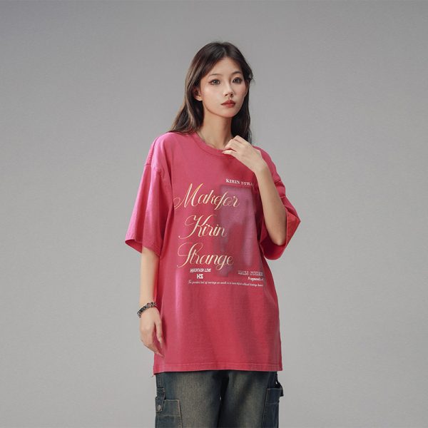 Retro High Street Loose Short Sleeve T-Shirt for Men and Women - Summer Trendy Couple Top with American Beer Captain Design