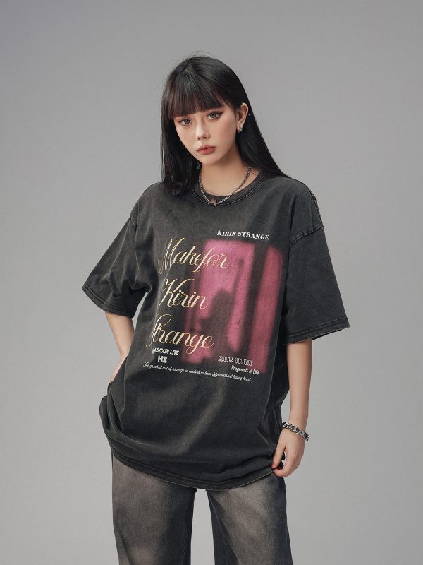 Retro High Street Loose Short Sleeve T-Shirt for Men and Women - Summer Trendy Couple Top with American Beer Captain Design