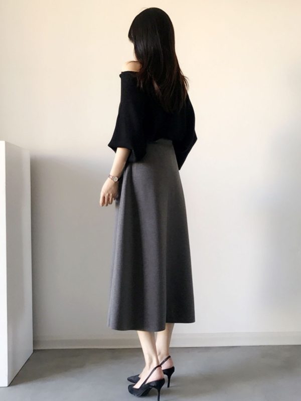 Retro High-Waisted Mid-Length A-Line Skirt for Women, Slimming Versatile Design with Zipper and Elastic Waist, Perfect for Y2K Style