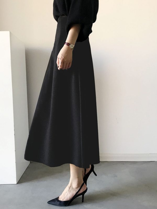 Retro High-Waisted Mid-Length A-Line Skirt for Women, Slimming Versatile Design with Zipper and Elastic Waist, Perfect for Y2K Style