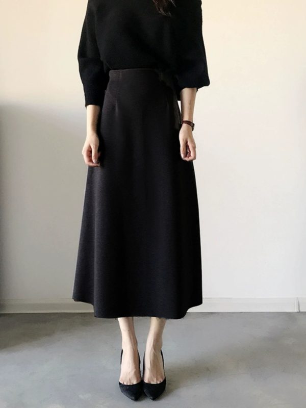 Retro High-Waisted Mid-Length A-Line Skirt for Women, Slimming Versatile Design with Zipper and Elastic Waist, Perfect for Y2K Style