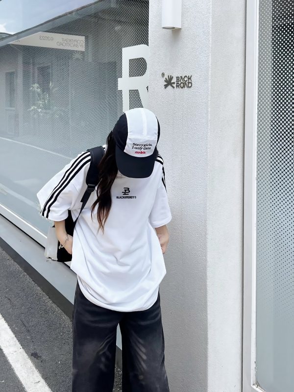 Retro Hip-Hop Color Block Spliced Short Sleeve T-Shirt for Couples - Unisex Casual Loose Fit Classic Tee