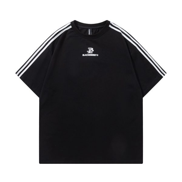 Retro Hip-Hop Color Block Spliced Short Sleeve T-Shirt for Couples - Unisex Casual Loose Fit Classic Tee