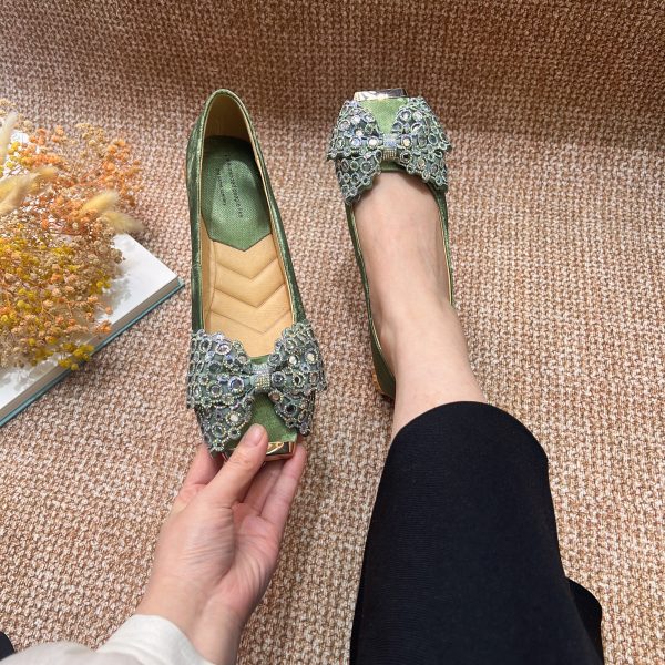 Retro Italian Style Bow Flat Shoes for Women - Square Toe Shallow Mouth Design, Chic National Style Footwear