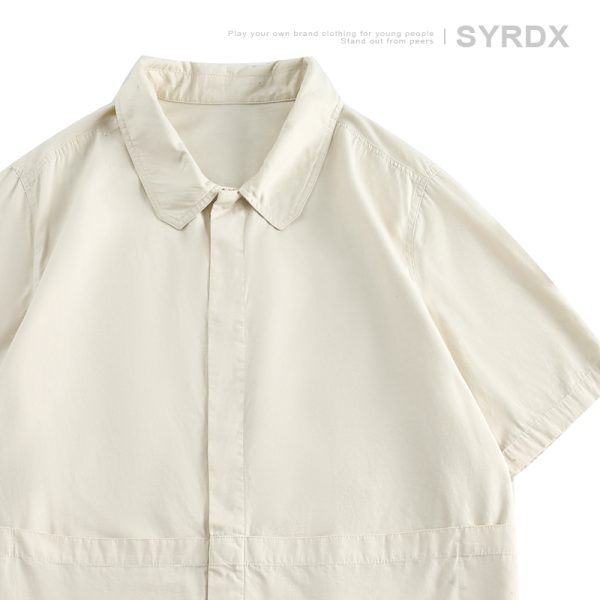 Retro Japanese Casual Short-Sleeve Shirt for Men - Versatile Lapel Design, Summer Workwear, Trendy Half-Sleeve Style