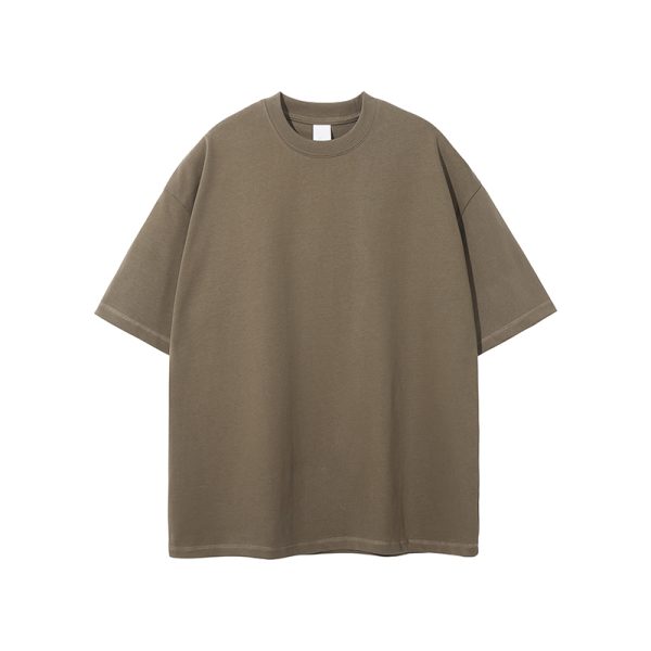 Retro Japanese Style Heavyweight 385g Cotton Short-Sleeve T-Shirt for Men - Versatile Loose Fit Tee