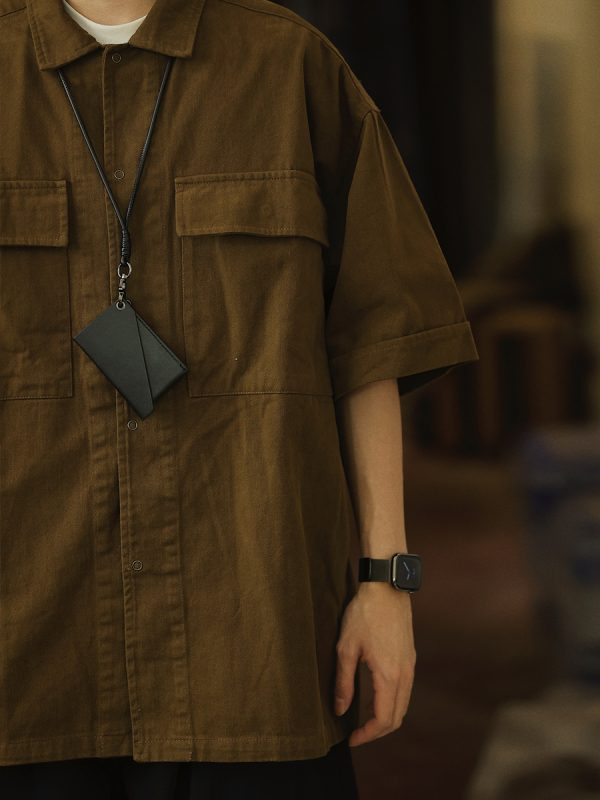 Retro Japanese Style Short Sleeve Shirt Jacket for Men - Loose Casual Summer Workwear for City Boys