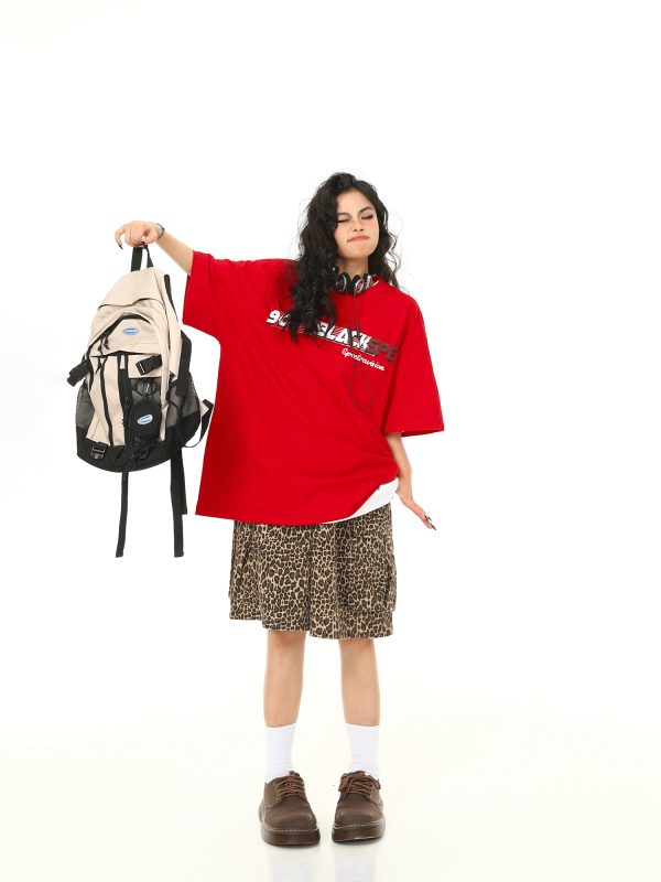 Retro Leopard Print Cargo Shorts for Men and Women - Loose Wide-Leg Style with Multiple Pockets, Trendy Streetwear