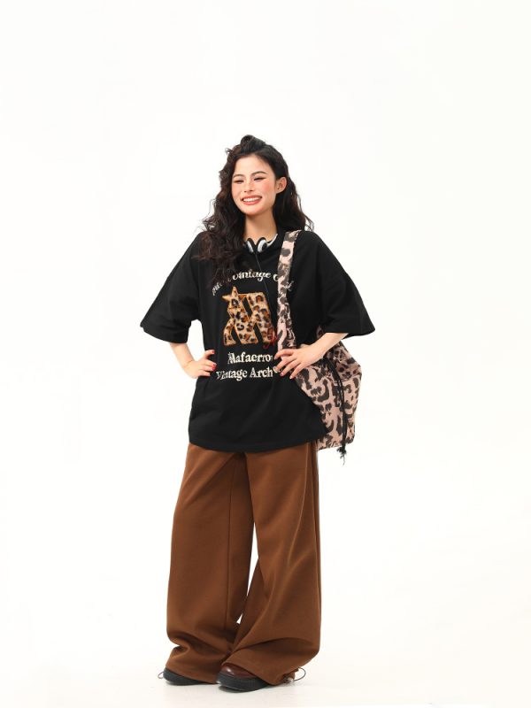 Retro Letter Patch Embroidered Short-Sleeve T-Shirt for Women - Trendy Casual Summer Top, Loose Fit, American Vintage Style