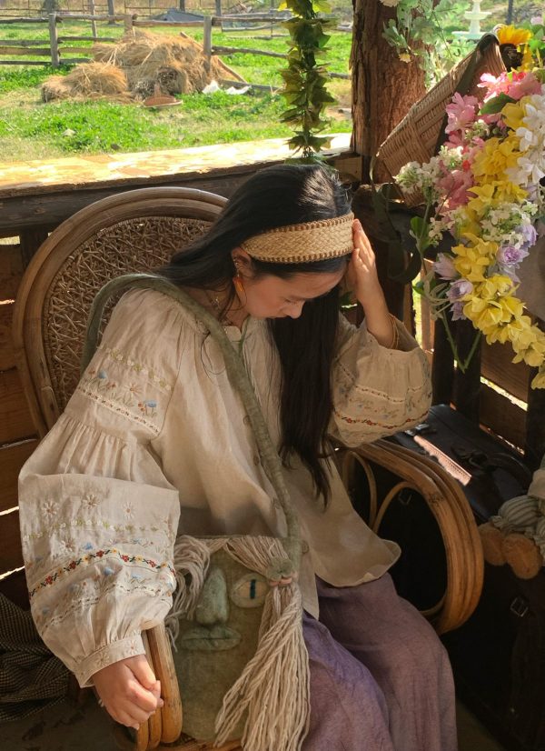 Retro Linen Cotton Long Sleeve Shirt for Women - Honey Daisy Embroidered Lantern Sleeve Top - Spring Vintage Floral Style