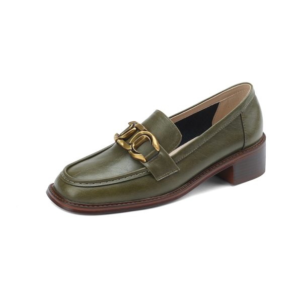 Retro Metal Buckle Chunky Heel Leather Shoes - Versatile Italian Style Footwear for Spring and Autumn 2025