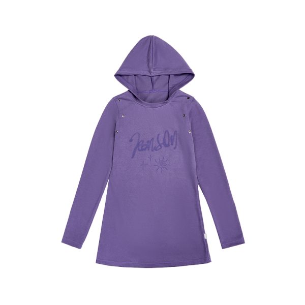 Retro Metal Decorative Slim-Fit Multi-Color Hooded Dress for 90s Inspired Style