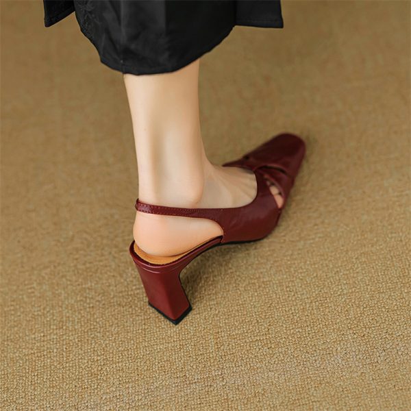 Retro Minimalist Chunky High-Heeled Sandals with Open Back - Super Comfortable Hollow Square-Toe Design for Stylish Summer Looks