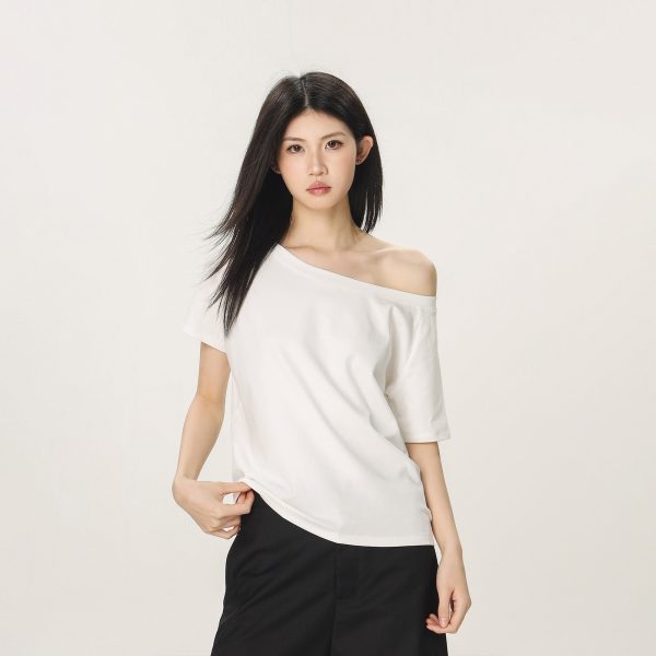 Retro Off-Shoulder T-Shirt for Women - Summer Short Sleeve Slim Fit - Unique Beautiful Hot Girl Style