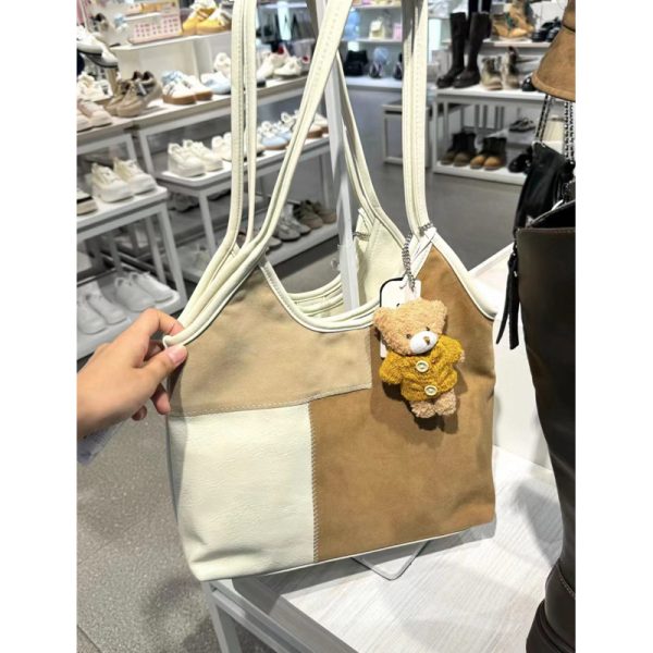 Retro Patchwork Color-Blocking Shoulder Bag - High-End Matte Texture Crossbody Bag for Autumn/Winter 2025, Large Capacity