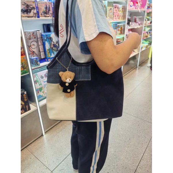 Retro Patchwork Color-Blocking Shoulder Bag - High-End Matte Texture Crossbody Bag for Autumn/Winter 2025, Large Capacity