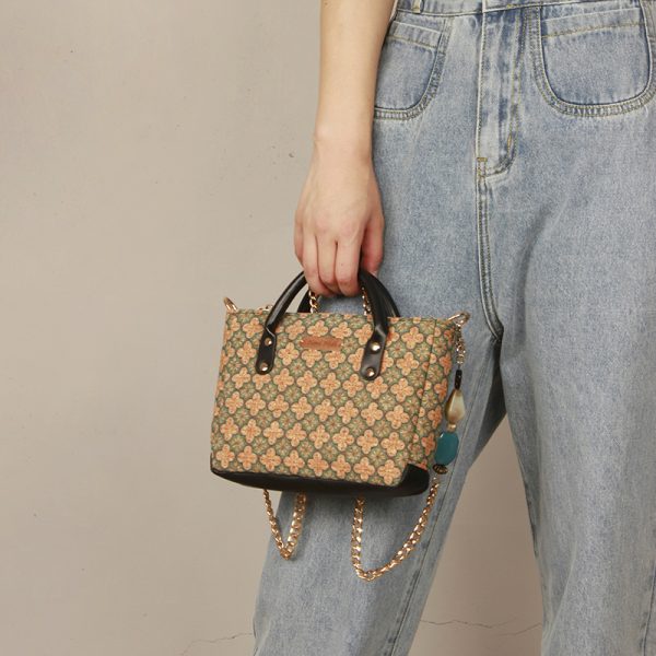 Retro Print Small Square Handbag & Crossbody Bag for Women - Versatile High-Quality 2024 Spring/Summer Fashion Accessory