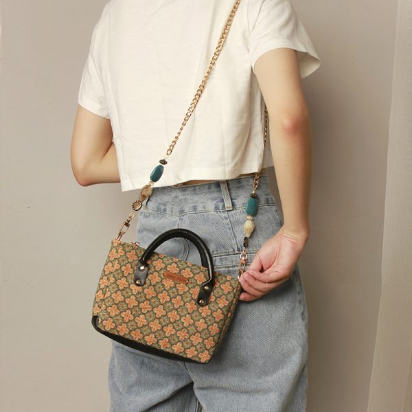 Retro Print Small Square Handbag & Crossbody Bag for Women - Versatile High-Quality 2024 Spring/Summer Fashion Accessory