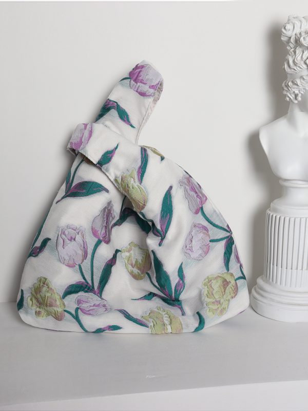 Retro Purple Floral Tulip Tote Bag for Women - Large Capacity Summer Commuter Bag, Fashionable Versatile Y2K Style