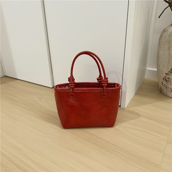 Retro Shiny Handheld Vegetable Basket Bag - Versatile Casual Women's Crossbody Small Square Bag for Spring/Summer 2025