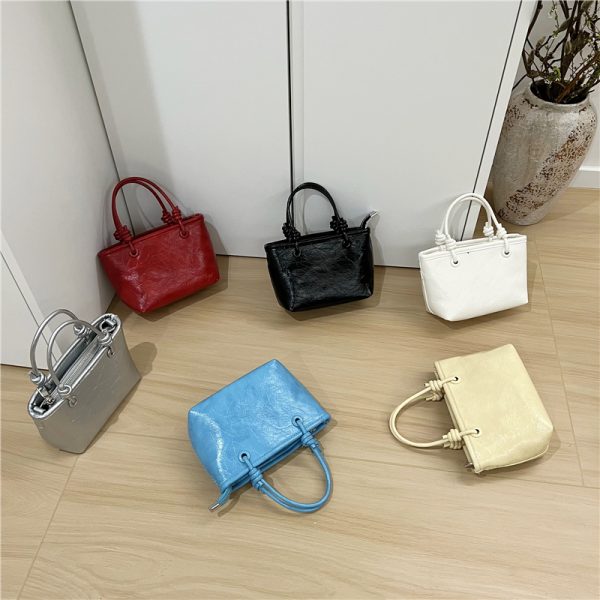 Retro Shiny Handheld Vegetable Basket Bag - Versatile Casual Women's Crossbody Small Square Bag for Spring/Summer 2025