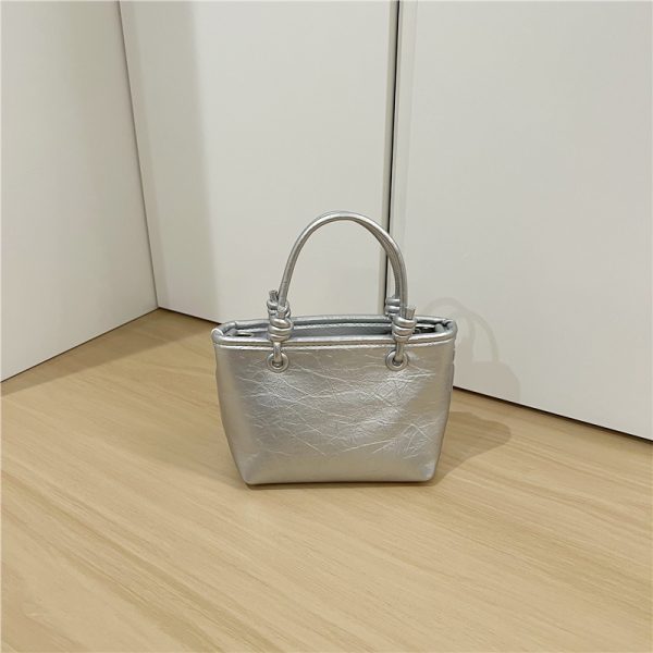 Retro Shiny Handheld Vegetable Basket Bag - Versatile Casual Women's Crossbody Small Square Bag for Spring/Summer 2025