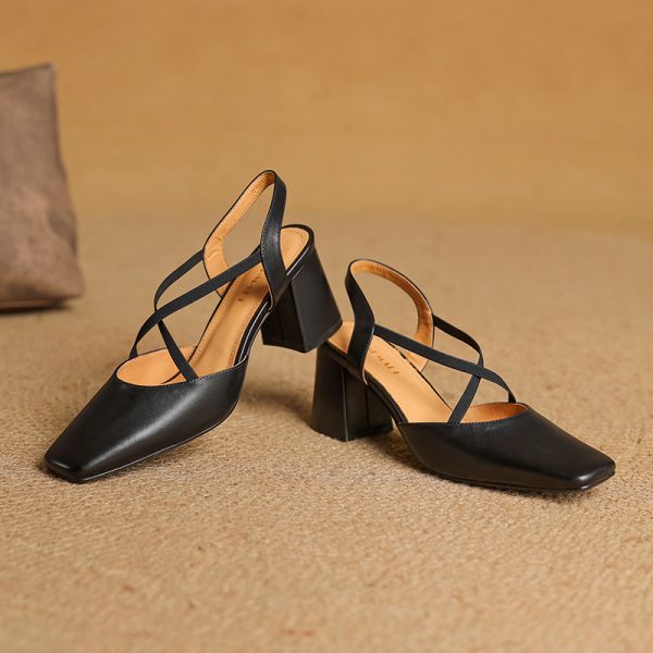 Retro Slim-Fit Cross-Strap High-Heeled Sandals for Women - Artistic Chinese Style OL Design - European American Fashion
