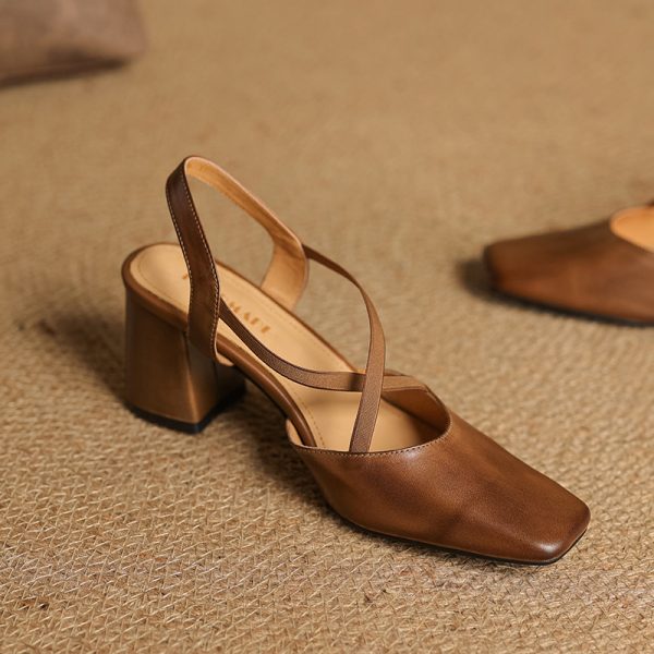 Retro Slim-Fit Cross-Strap High-Heeled Sandals for Women - Artistic Chinese Style OL Design - European American Fashion