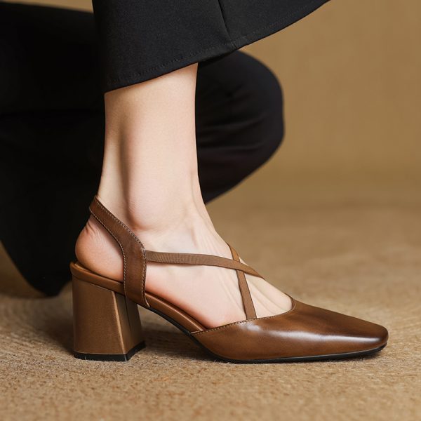 Retro Slim-Fit Cross-Strap High-Heeled Sandals for Women - Artistic Chinese Style OL Design - European American Fashion