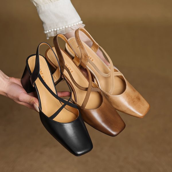 Retro Slim-Fit Cross-Strap High-Heeled Sandals for Women - Artistic Chinese Style OL Design - European American Fashion