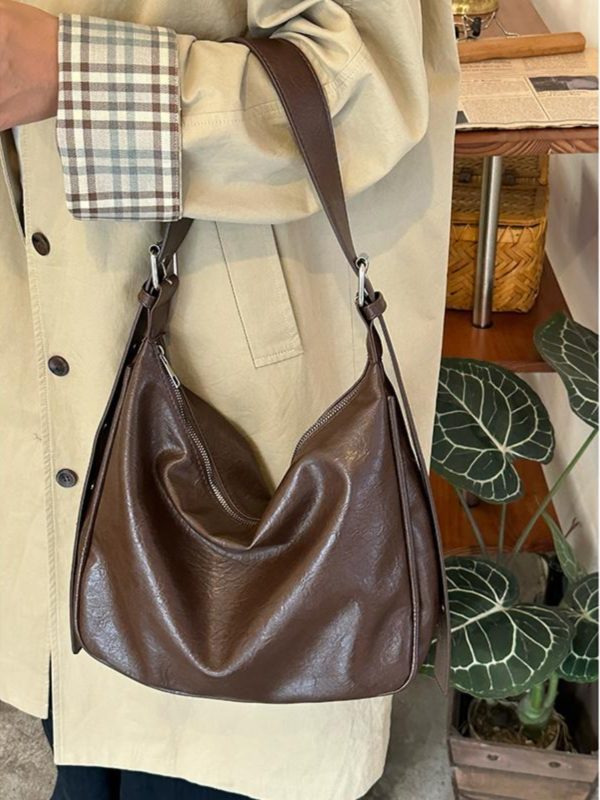 Retro Soft Leather Women's Tote Bag - High-Capacity Fashion Shoulder & Crossbody Bag for Versatile Style