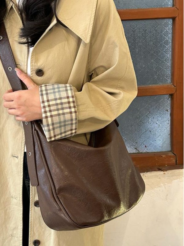 Retro Soft Leather Women's Tote Bag - High-Capacity Fashion Shoulder & Crossbody Bag for Versatile Style