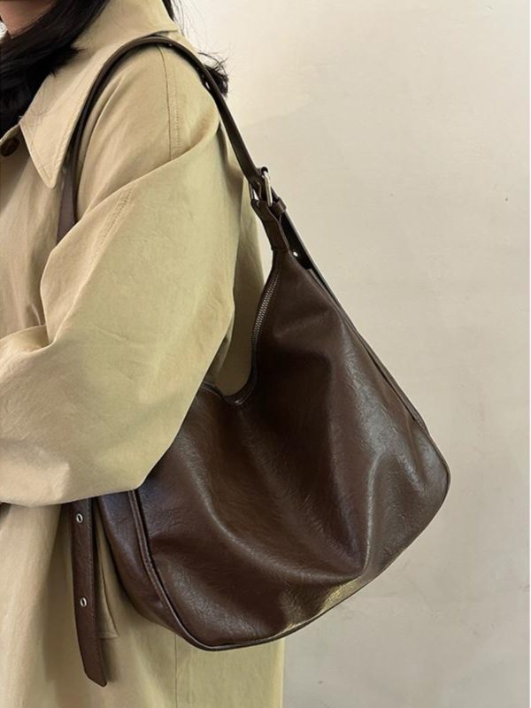 Retro Soft Leather Women's Tote Bag - High-Capacity Fashion Shoulder & Crossbody Bag for Versatile Style