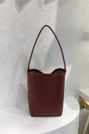 Retro Solid Color Versatile Tote Bag for Commuting - Lazy Style Underarm Bucket Bag for 2024 Fashion