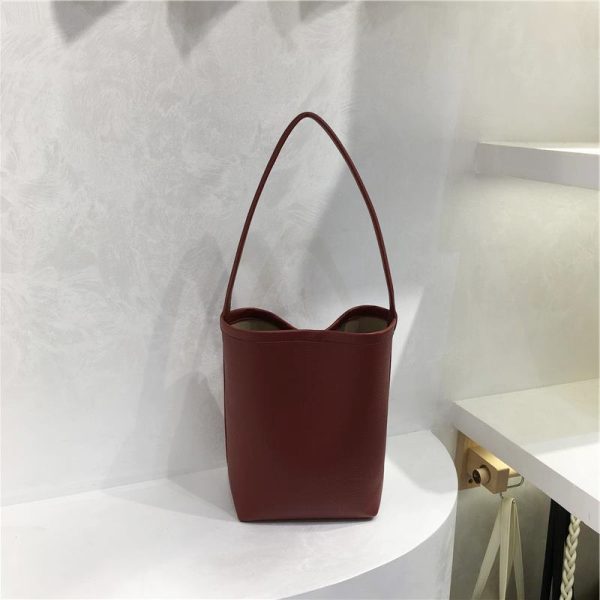 Retro Solid Color Versatile Tote Bag for Commuting - Lazy Style Underarm Bucket Bag for 2024 Fashion