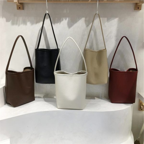 Retro Solid Color Versatile Tote Bag for Commuting - Lazy Style Underarm Bucket Bag for 2024 Fashion