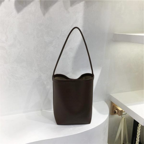 Retro Solid Color Versatile Tote Bag for Commuting - Lazy Style Underarm Bucket Bag for 2024 Fashion