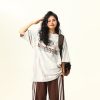 Retro Street Graffiti Letter Short-Sleeve T-Shirt for Men and Women, Loose Fit High Street Trendy Top, 90s Inspired Fashion